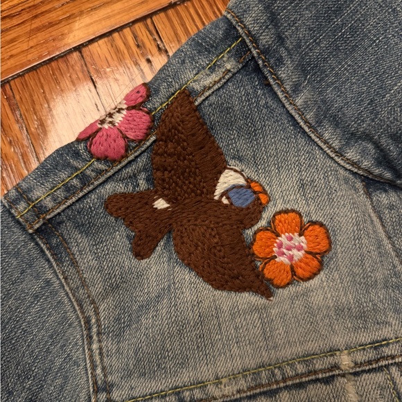 Y2K Boho Cropped Denim Jacket - Picture 2 of 5